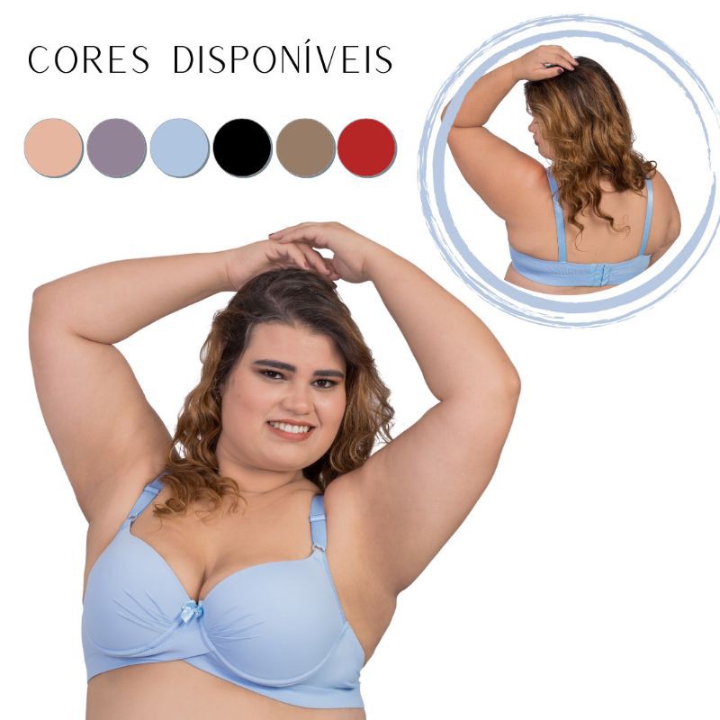 Sutiã Com Bojo Reforçado Plus Size Push Up Underwear Com Aro