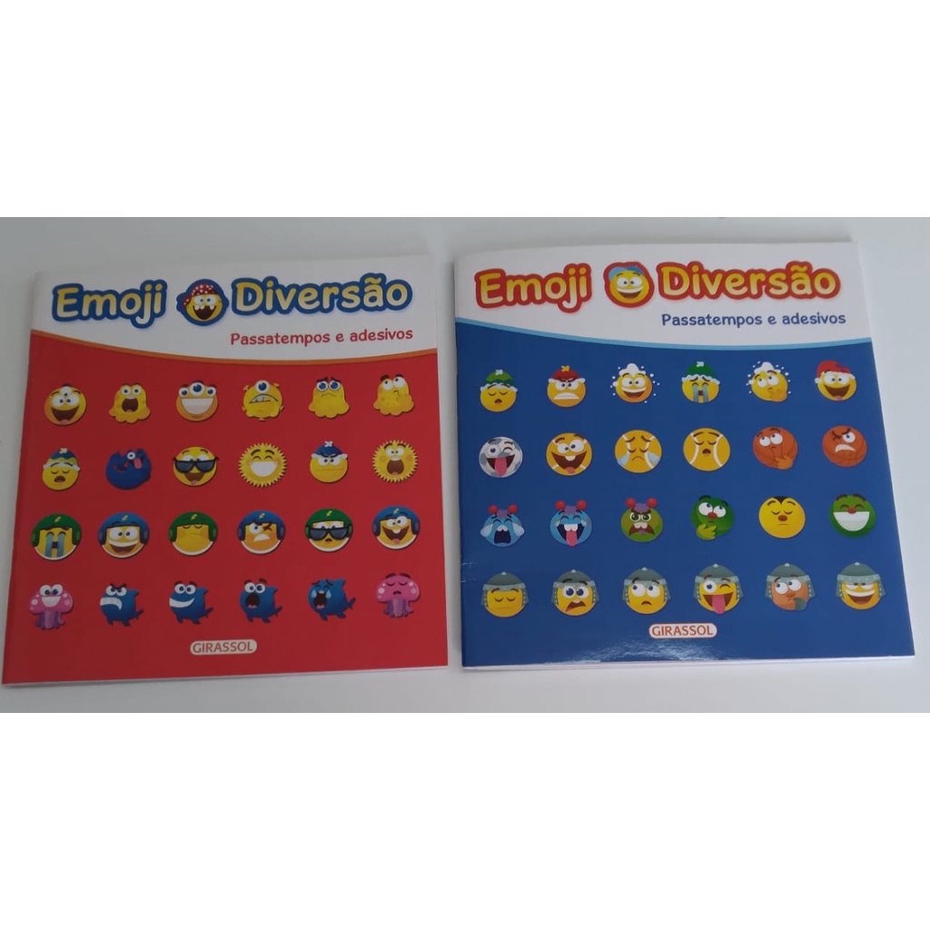 LIVRO EMOJI DIVERSÃO COM PASSATEMPOS E ADESIVOS ( CAPA AZUL OU VERMELHA ...