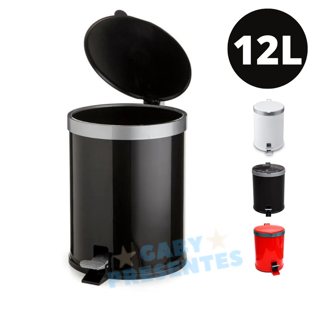 1 Lixeira Brilhante 12 Litros para Lavandeira Dispensa Cozinha Banheiro com Pedal
