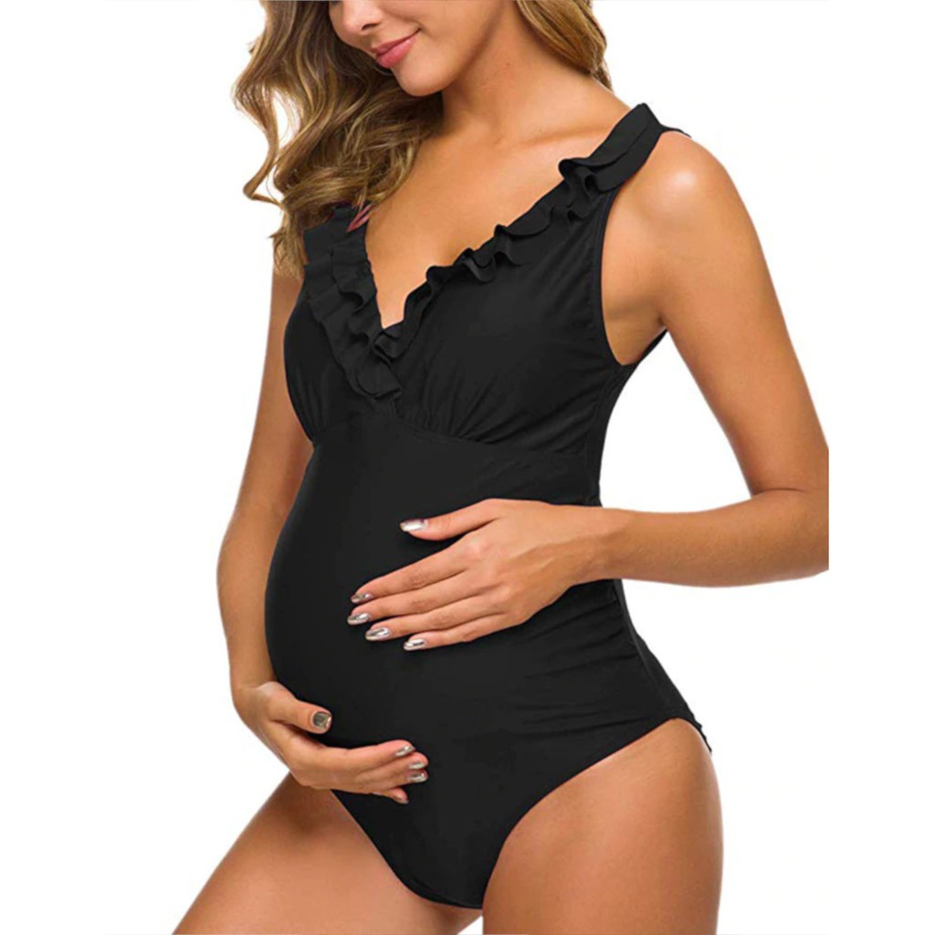 Maiô Vintage Gestante Grávida Biquini Retro Plus Size Barato Moda Praia Piscina Hot Pant Sexy Sensual Liso B13