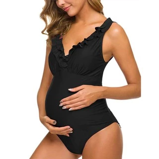Maiô Vintage Gestante Grávida Biquini Retro Plus Size Barato Moda Praia Piscina Hot Pant Sexy Sensual Liso B13