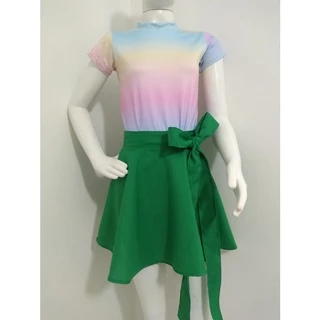 Saia Envelope Juvenil Feminina Midi Infantil Cintura Alta