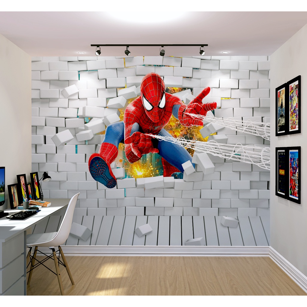 Papel de Parede Super Heróis Homem Aranha 3D Para Decoração de Quarto ...