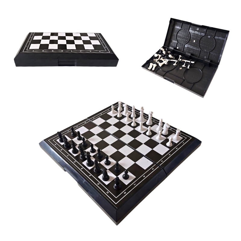 SLPB Jogo de xadrez 3D XO de madeira, jogos de viagem
