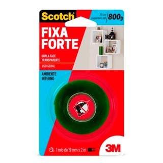 Fita Dupla Face Scotch 19MM X 2M Fixa Forte Transparente 3M