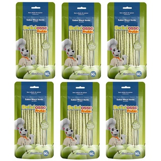 Combo 6 Unidades Petisco Para Cachorro Ossinho Palito Maçã Verde Deliciosso Frutas 90g