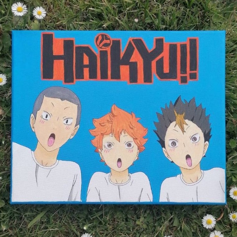 Haikyuu anime personagens completos impressão em tela pintura da
