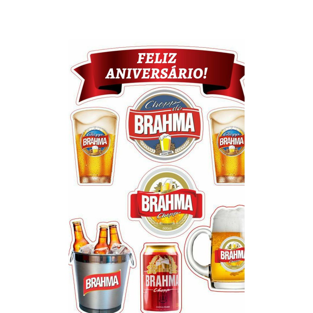 Topo Topper De Bolo Personalizado Cerveja Brahma Escorrega O Pre O