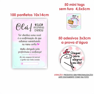 Kit Papelaria Combo Empreendedor Panfletos Agradecimento ao Cliente + Mini cartões Tag sem Furo + Adesivos mod 27