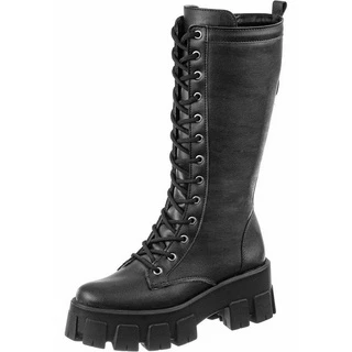 Bota GiGiL Cano Alto Coturno Feminino Salto Plataforma Com Zíper em Oferta na Shopee