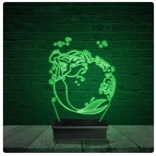 Luminária Abajur Acrílico Led - Ariel Pequena Sereia 05