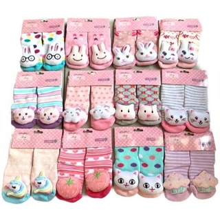 Kit 4 Pares de Meias Bebê Recém Nascido 3D Super Fofa Bichinho com Chocalho 0 a 24 meses