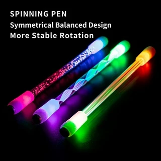 Não escreve colorido luminoso caneta rotativa acrílico alta transparente caneta titular LED Chip luz liga cabeça descomp