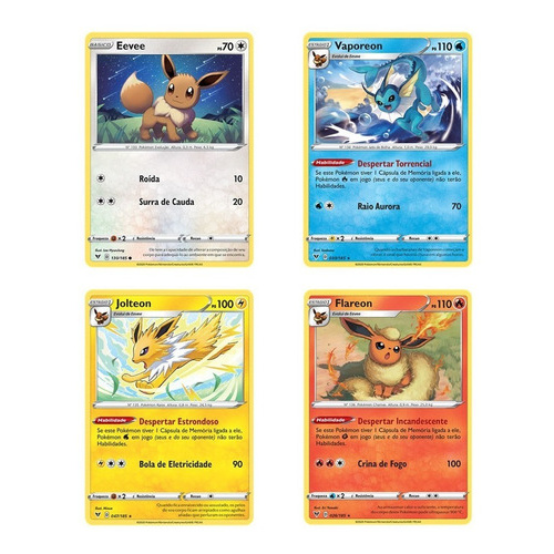 Pack de Evolução Pokémon - Eevee, Flareon, Jolteon e Vaporeon