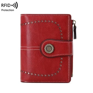 [Spot Hot Sale] RFID Carteira Anti-Magnética Curta Com Zíper De Fivela De Grande Capacidade Senhora Moedas