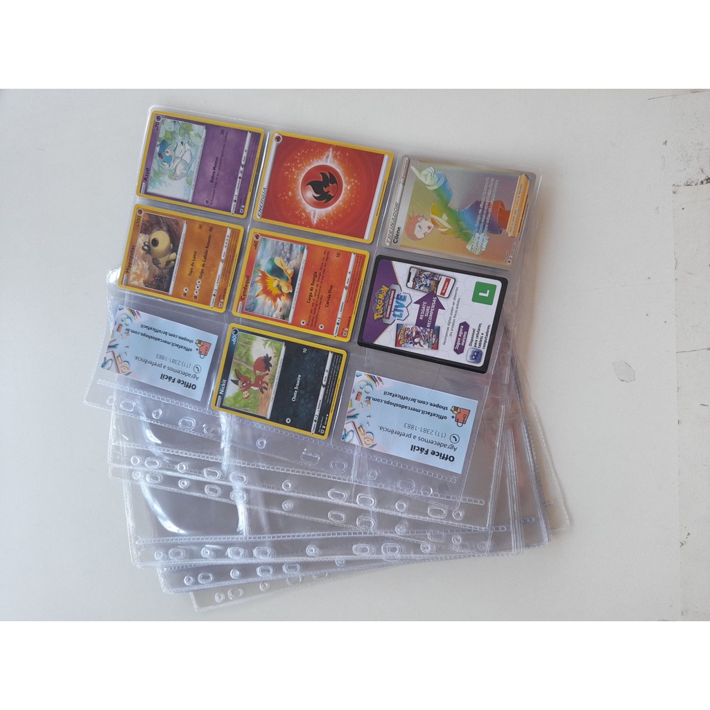 10 Refil p/Cards c/9 bolsos c/furação universal