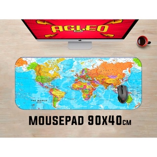 Mouse Pad Gamer Demon Mapa Mundi  Extra Grande 90x40cm Borda Costurada Brasil Europa