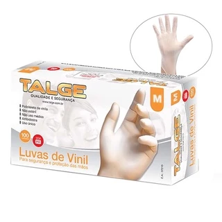 Luva de Vinil Sem Pó C/ 200 unidades Talge M em Oferta na Shopee