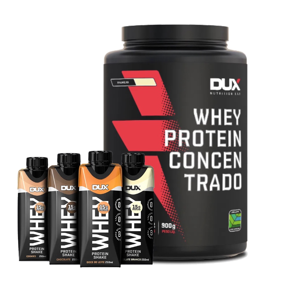 Whey concentrado 900g + Protein Shake 250ml Dux Nutrition