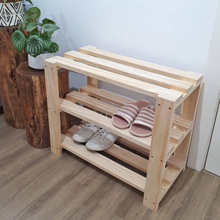 Sapateira em Madeira Pinus Organizador Calçados 3 Prateleiras Estante Decorativa Calçados