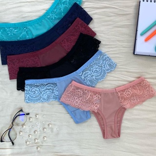 Kit 5 Calcinhas Tanga Fio Dental Renda Lateral Lingerie Revenda