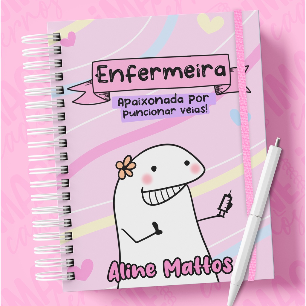 Caderno personalizado com nome flork Enfermagem enfermeira