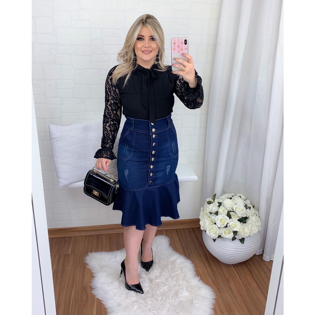 Calça Jeans Roupas Para Ir Pra Igreja Saias Evangélica Social