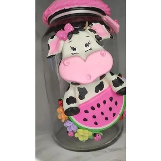 Pote Grande Vaquinha com Melancia Decorado em Biscuit