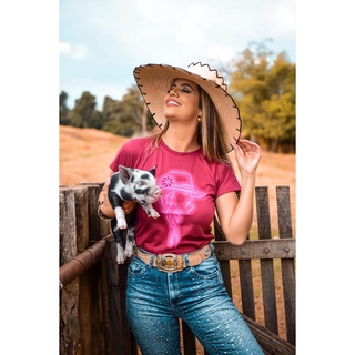 T-shirt country feminina Neon Cowgirl Uva