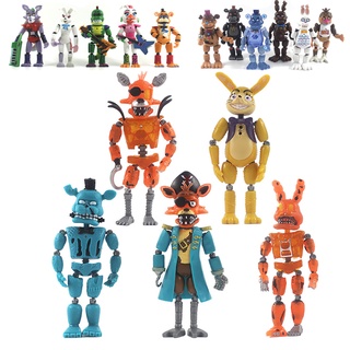 6pcs/set FNAF Midnight Toy Bear Nightmare Game Fazbear Foxy Chica Puppet  Figurine Anime Doll Action Figure Model Collection