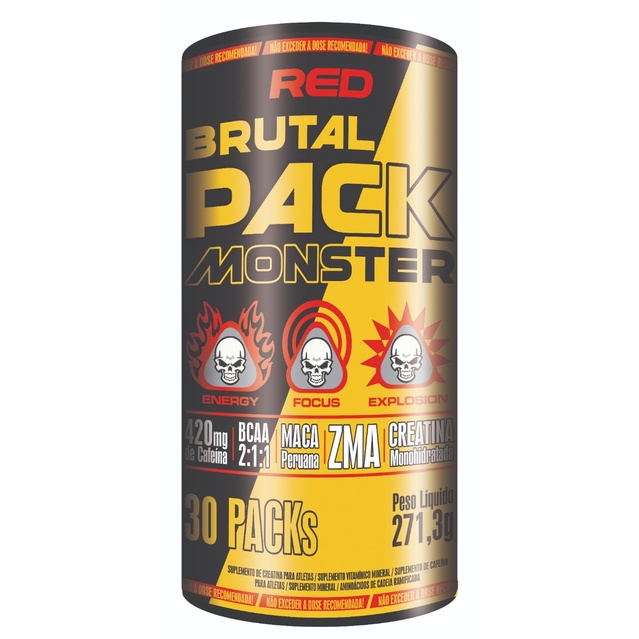 Brutal Pack Monster 30 Paks Red Series Hipertrofia Anabolismo e Massa Muscular Animal