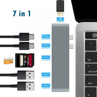 Adaptador Hub USB Tipo C 7 Em 1 Dual Dock Para MacBook Pro Com 4K HDMI-Compotible USB3.0 SD/Leitor De Cartão MicroSD