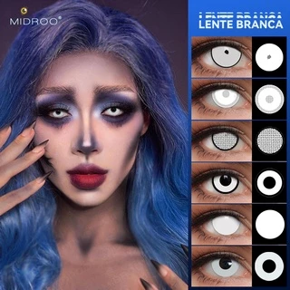 Midroo 2 Pcs/Par Lentes De Contato Anual Halloween Branco Cosplay Zoombie Vampiro Olhos Maquiagem 14,5mm