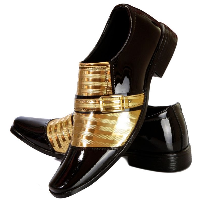 Sapato social hot sale dourado masculino