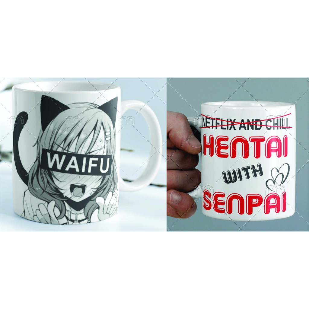 caneca ceramica hentai/waifu/senpai