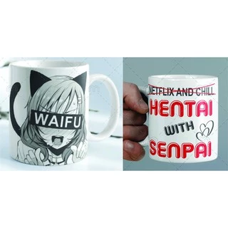 caneca ceramica hentai/waifu/senpai