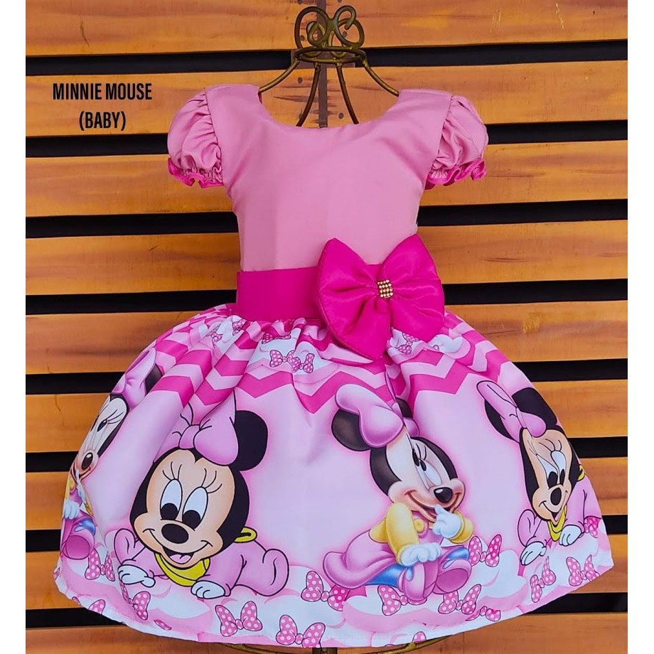 Roupa Minnie Vestido Tematico Minnie Rosa Vestido Infantil
