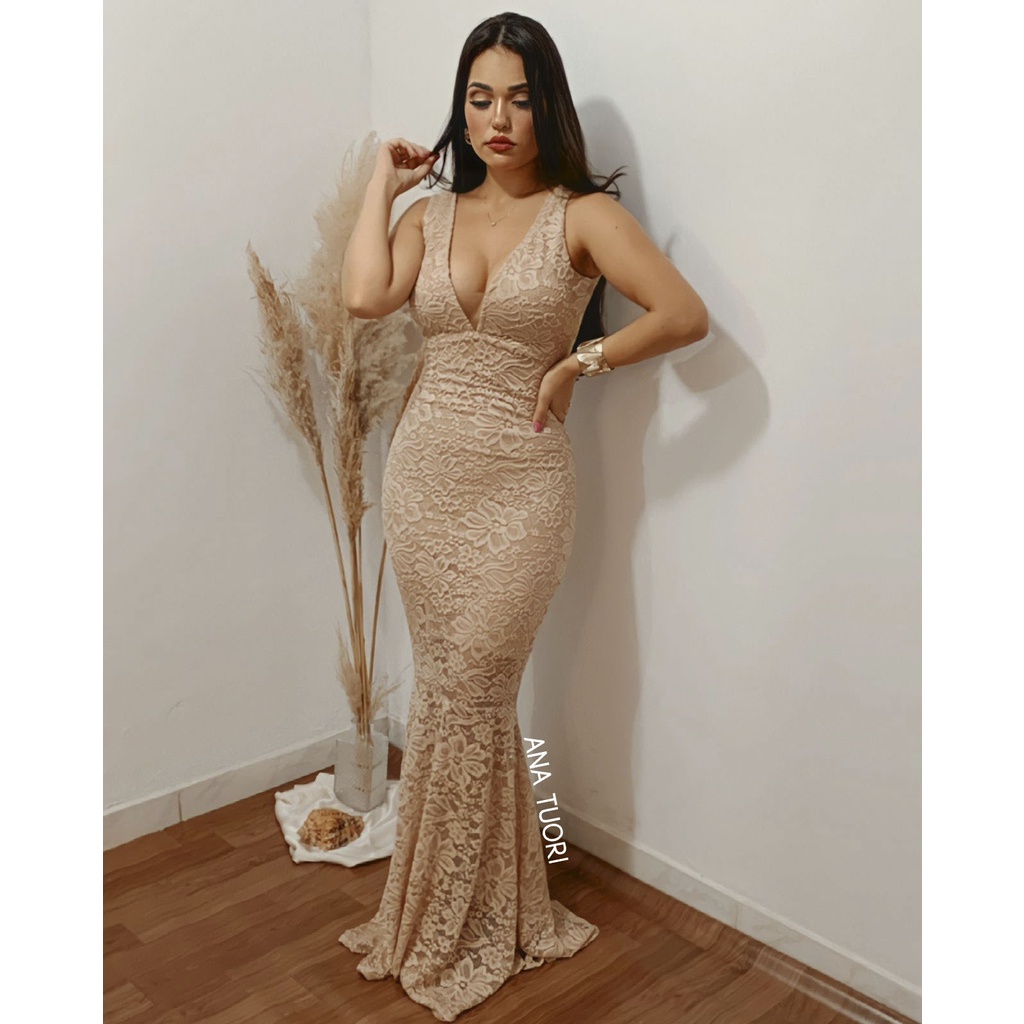 Vestido para madrinha cor sales nude