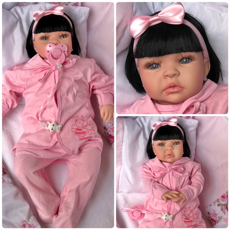 Boneca Bebê Reborn Real Princesa Presente Com Pagão Rosa - Chic