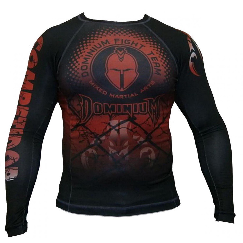 Camisa Rash Guard - Manga Longa - Preto/Vermelho - 2197 - Dominium ...