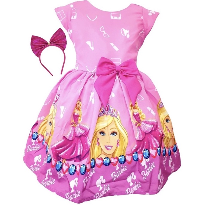 Vestido Infantil Princesa Barbie Rosa Aniversário Temático em Promoção na  Americanas