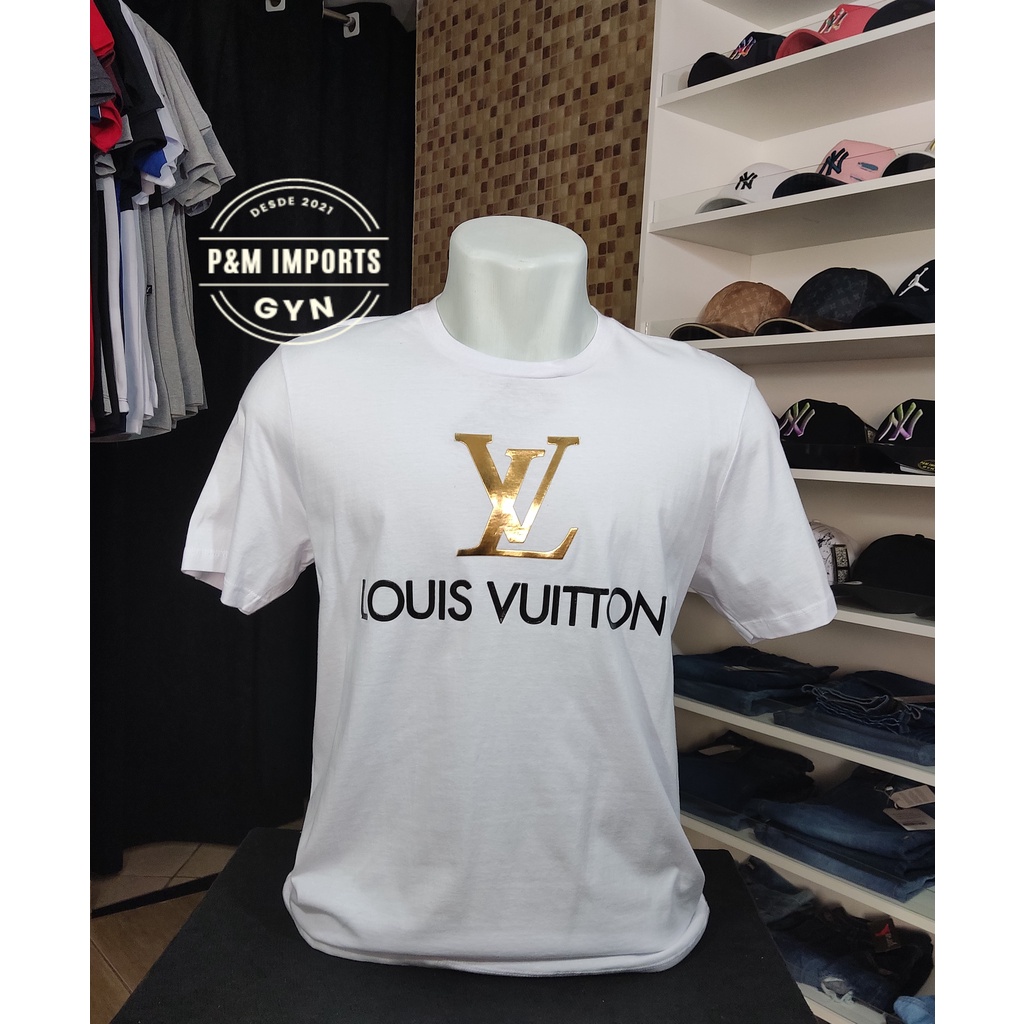 Camisa Premium – Louis Vuitton Losango Preto Pequeno Nome na gola