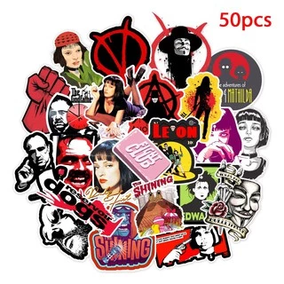 50Pçs Adesivo de Vinil Impermeável de Filme Clássico Retrô para Skateboarding / Snowboarding / Grafite / Notebook