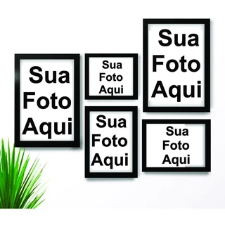Conjunto Kit 5 Quadros Decorativos Sua Foto ou Arte Aqui Família Deus Oração Casal lindo