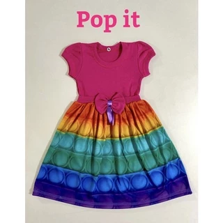 Vestido Festa Infantil Pop It Fidget Toy Colorido Menina
