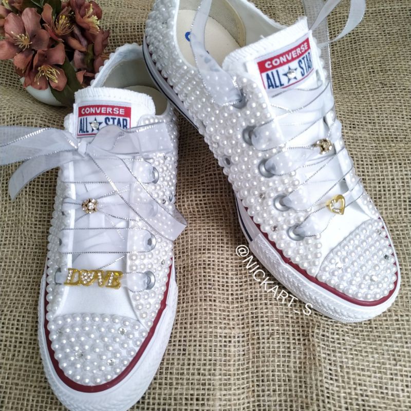 Tênis All Star Original Com Pérolas e Strass