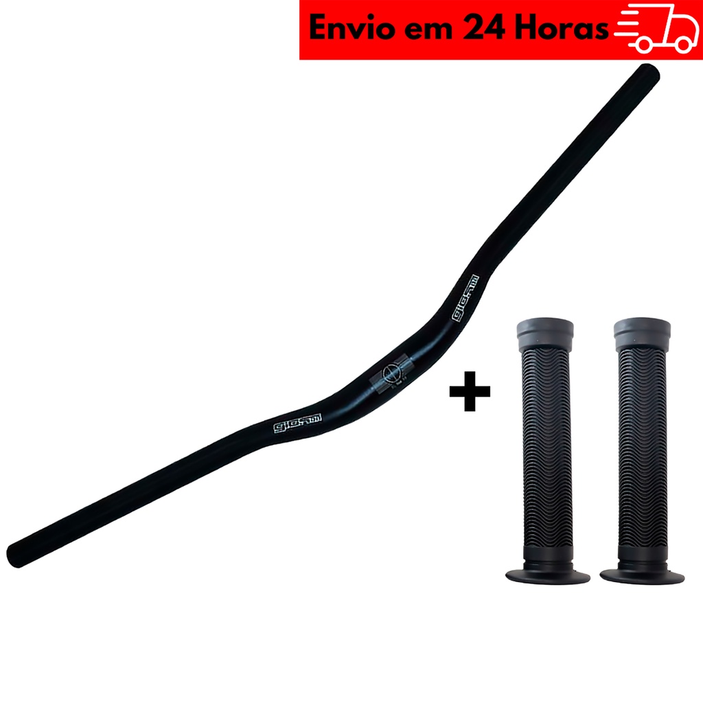 Guidão Gios Voador + Manopla Gios Preta Punho Bicicleta Bike