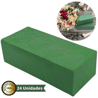 Kit Espuma Esponja Floral C/ 24 Un Tijolo Fenolica 23x10x7cm Para Arranjo de Flores e Plantas