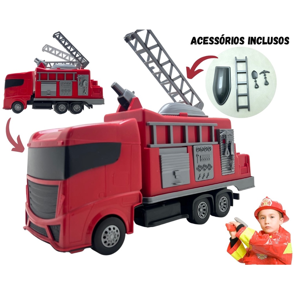 Caminhão de Brinquedo Bombeiros Carrinho Infantil Carro Para Meninos ...