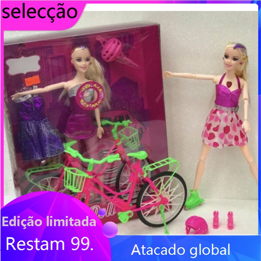 Boneca Articulada Tipo Barbie Musical Com Bicicleta E Acessórios